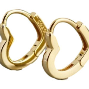 Heart 💛 Huggies Design 925 Silver Plated Gold Hoop Earrings New With Tags 😍